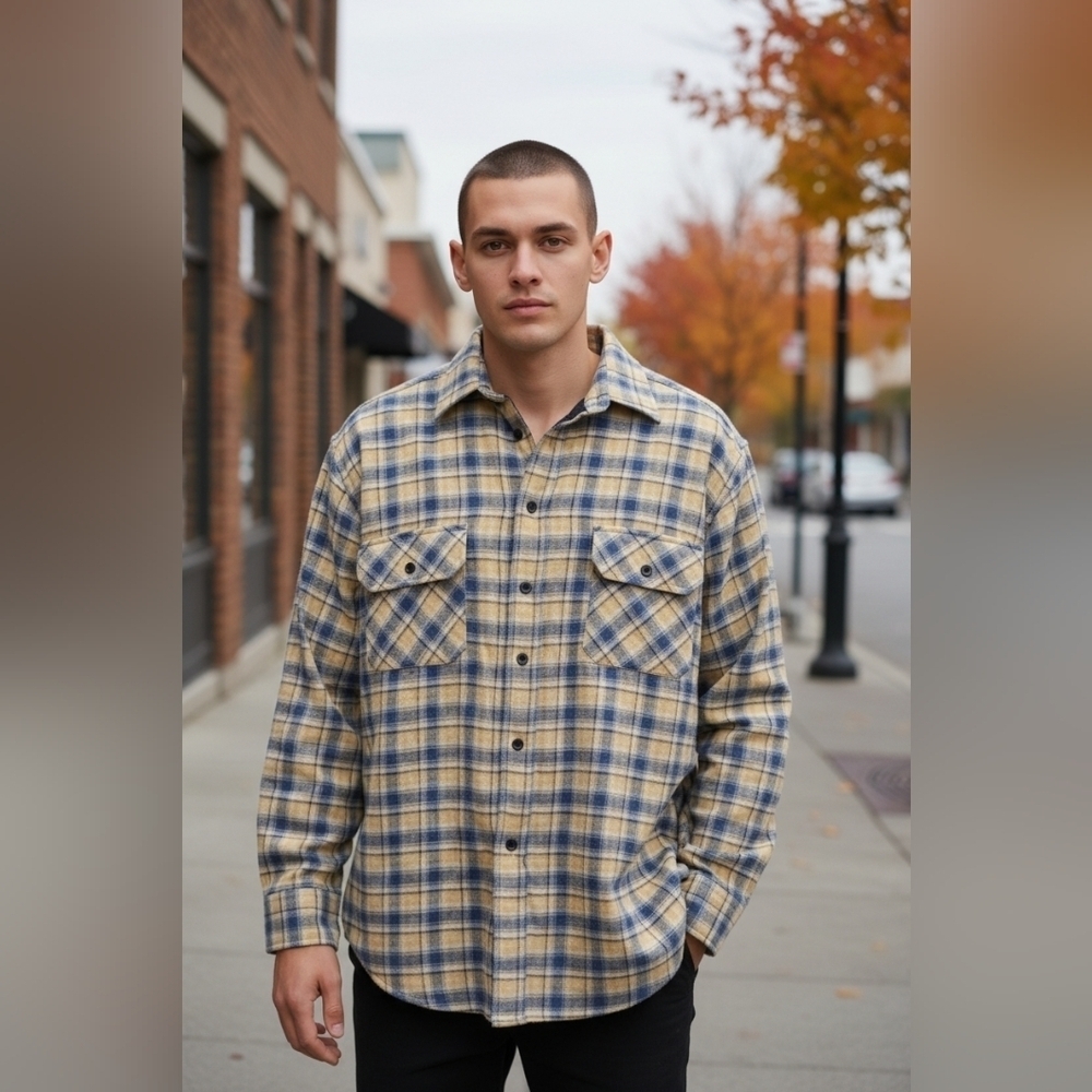 David Taylor Men's Size XL Flannel Quitted Lined Button Up Jacket